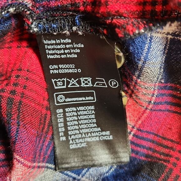 🧚♂️H&M Divided Red & Blue Plaid Long Sleeved Tunic Top Size 10 - Picture 12 of 13